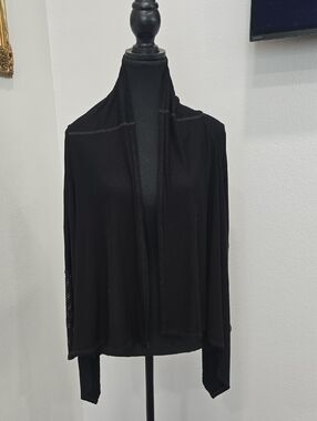 Black Open Front Lightweight Cardigan